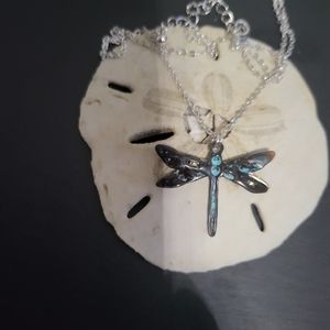 Silver dragonfly pendant necklace